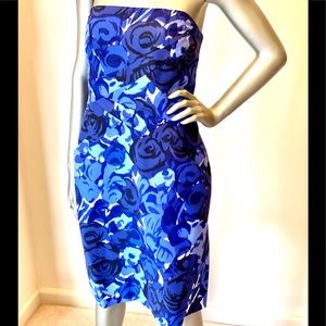 Floral Print Strapless Shift/Sheath Dress